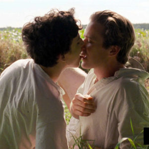 Timothee Chalamet and Armie Hammer kissing
